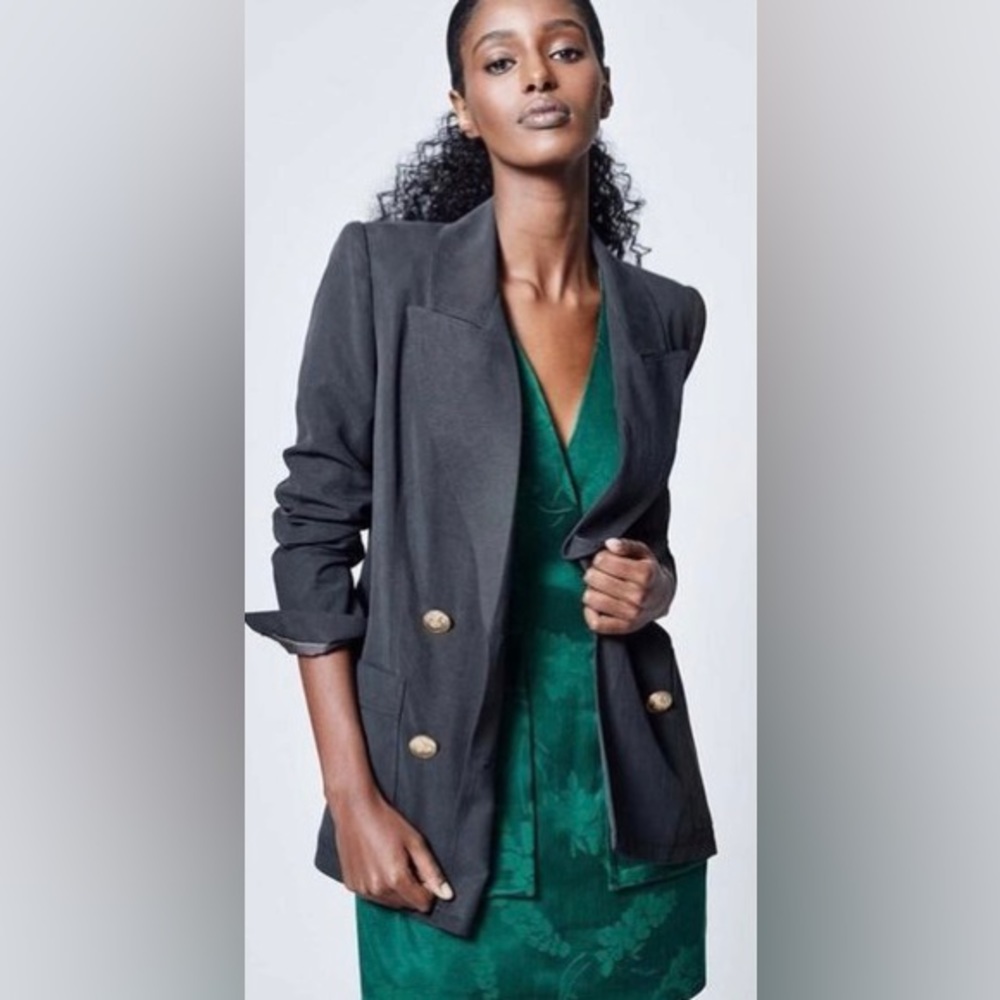 SMYTHE Unstructured Double Breasted Blazer in Slate